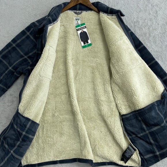 NEW Voyager Men's XL Plaid Fleece Lined Sherpa Zip Up Shirt Jacket - Picture 8 of 9